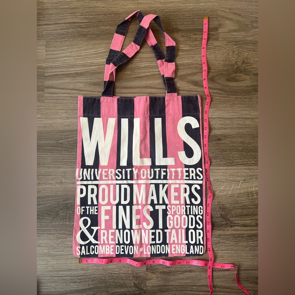 NWOT Jack Wills 100% Cotton Navy & Pink Striped Canvas Tote